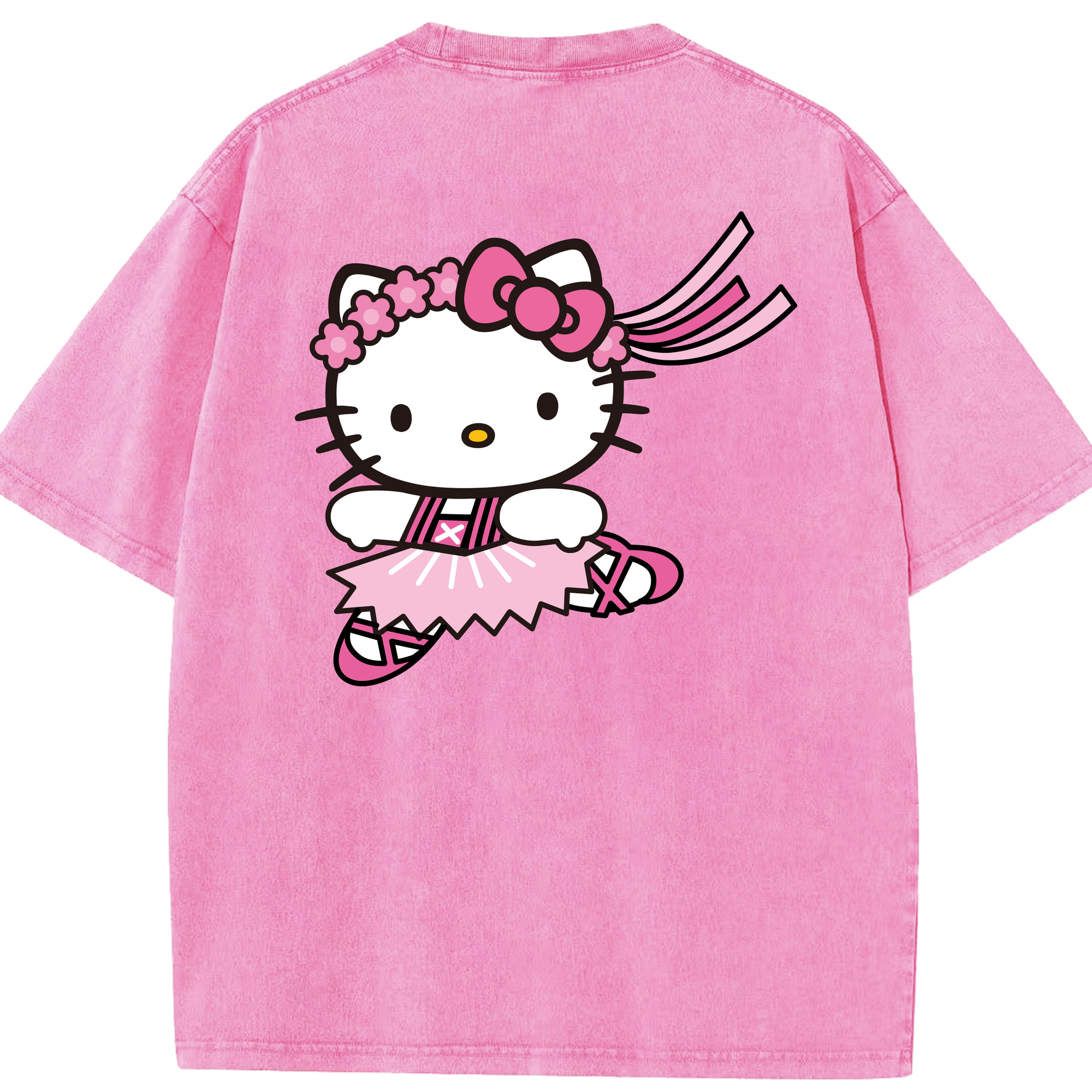（画像用） Hello Kitty ハローキティ 綿100% ヴィンテージ風 半袖Tシャツ（背面プリント）